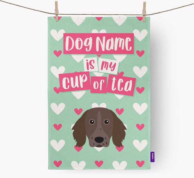 '{dogsName} is my cup of tea' Dish Towel with {breedFullName} Icon